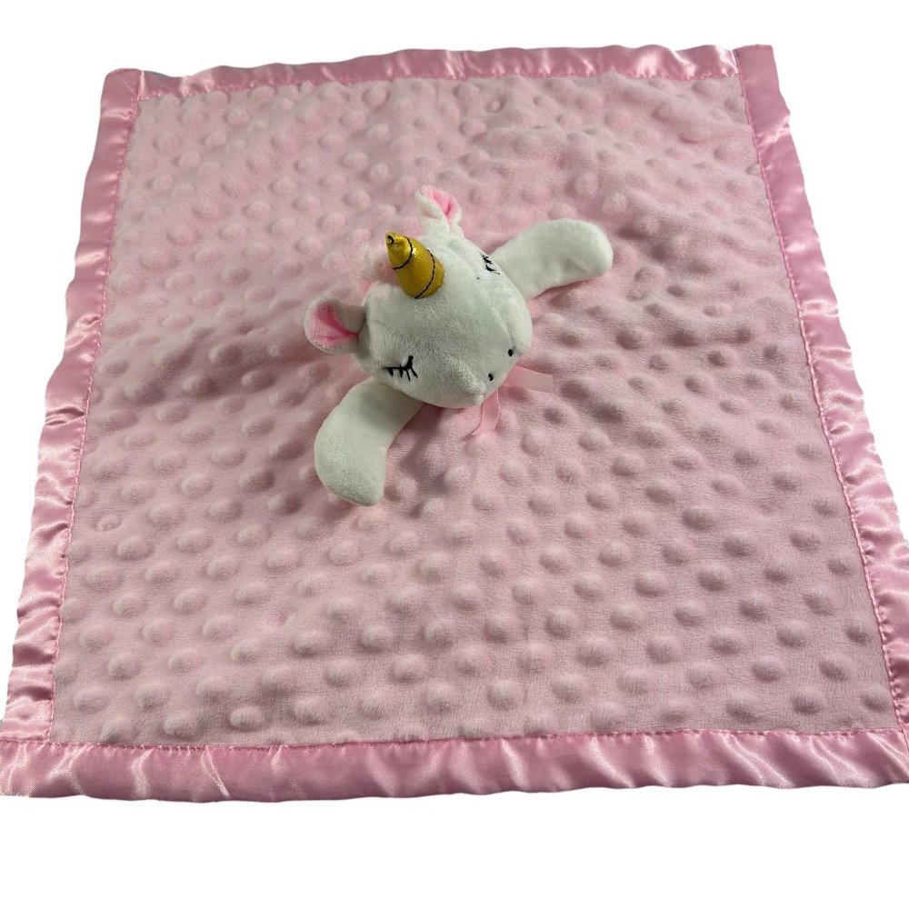 Pro Goleem Pink Unicorn Lovey Security Blanket Satin Underside Girls Minky